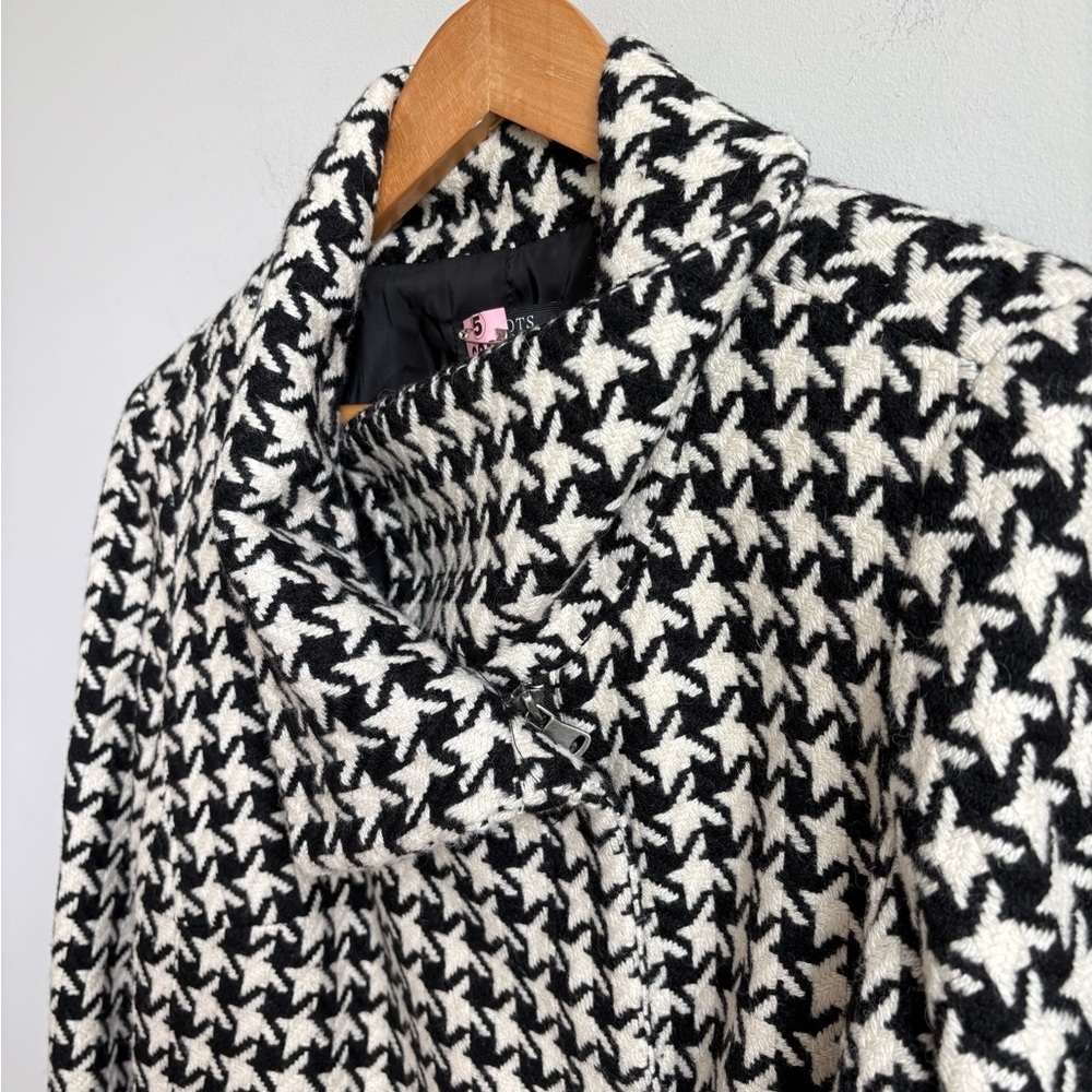 Talbots Houndstooth Wool-Blend Asymmetrical Zip Moto-Style Jacket Size 14WP - Picture 5 of 10